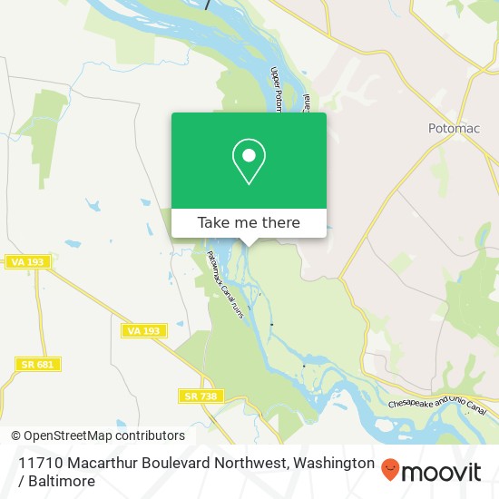 Mapa de 11710 Macarthur Boulevard Northwest, 11710 MacArthur Blvd, Potomac, MD 20854, USA