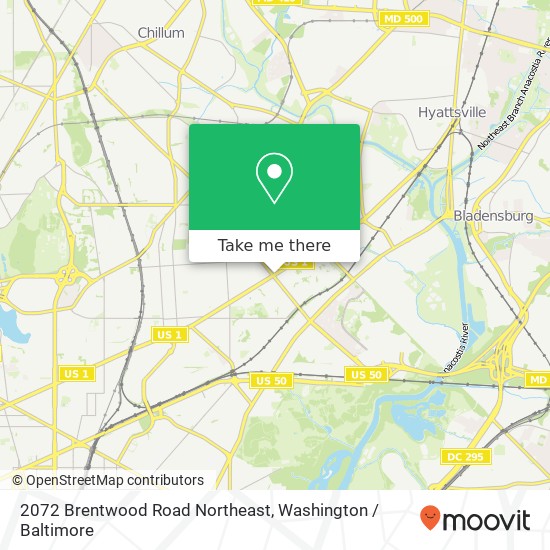 Mapa de 2072 Brentwood Road Northeast, 2072 Brentwood Rd NE, Washington, DC 20018, USA