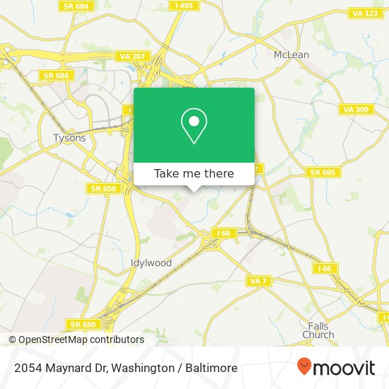 Mapa de 2054 Maynard Dr, Falls Church, VA 22043