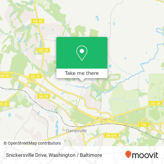 Mapa de Snickersville Drive, Snickersville Dr, Gainesville, VA 20155, USA