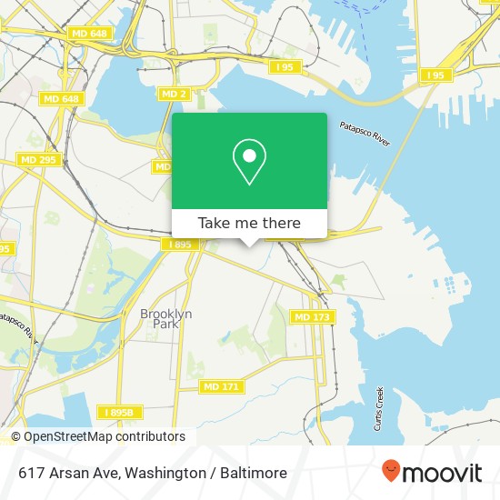 Mapa de 617 Arsan Ave, Brooklyn, MD 21225