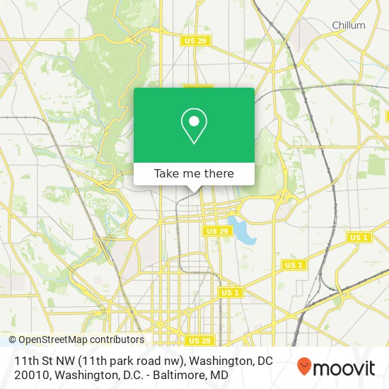 Mapa de 11th St NW (11th park road nw), Washington, DC 20010