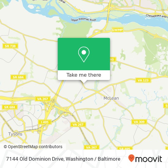 Mapa de 7144 Old Dominion Drive, 7144 Old Dominion Dr, McLean, VA 22101, USA