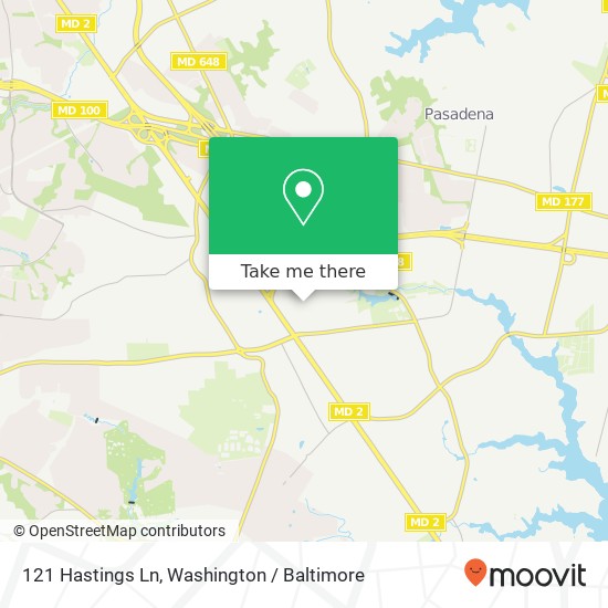 Mapa de 121 Hastings Ln, Pasadena, MD 21122