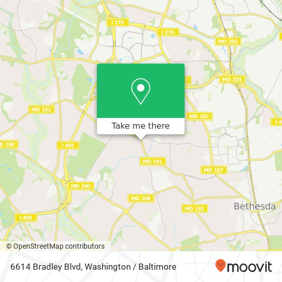 Mapa de 6614 Bradley Blvd, Bethesda, MD 20817