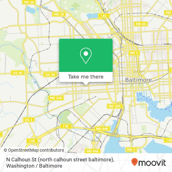 Mapa de N Calhoun St (north calhoun street baltimore), Baltimore, MD 21223