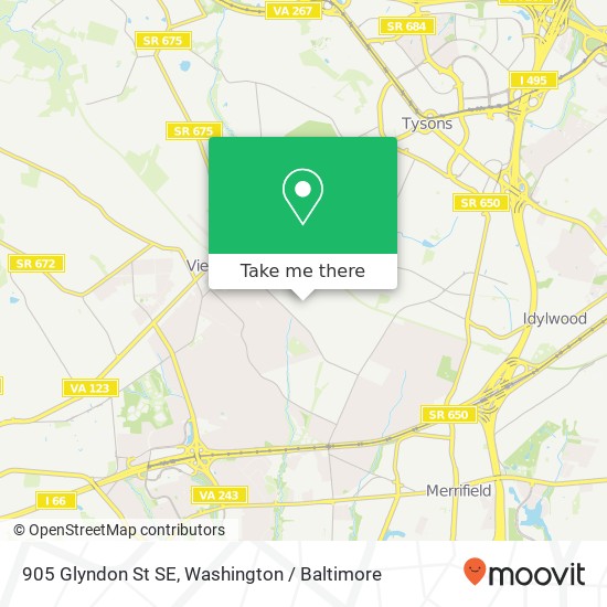 Mapa de 905 Glyndon St SE, Vienna, VA 22180