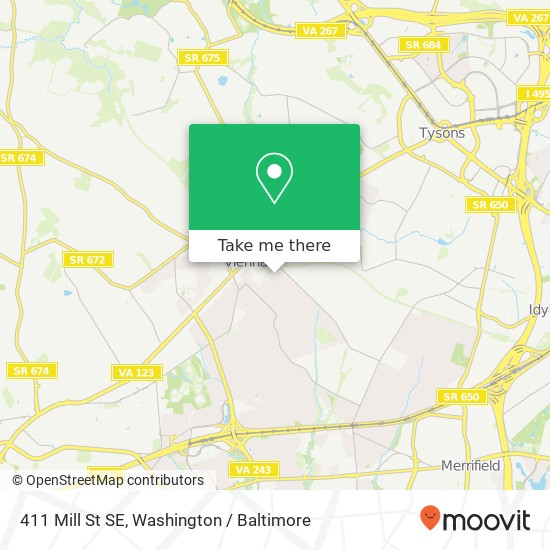 Mapa de 411 Mill St SE, Vienna, VA 22180