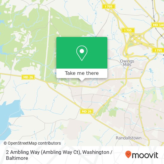 Mapa de 2 Ambling Way (Ambling Way Ct), Owings Mills, MD 21117