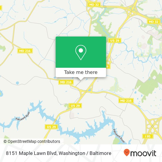 Mapa de 8151 Maple Lawn Blvd, Fulton, MD 20759