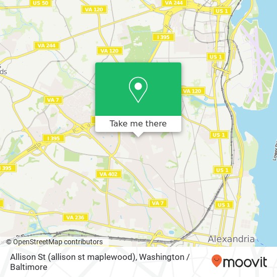 Mapa de Allison St (allison st maplewood), Alexandria, VA 22302