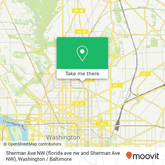 Mapa de Sherman Ave NW (florida ave nw and Sherman Ave NW), Washington, DC 20001