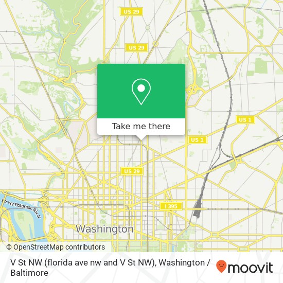 V St NW (florida ave nw and V St NW), Washington, DC 20001 map