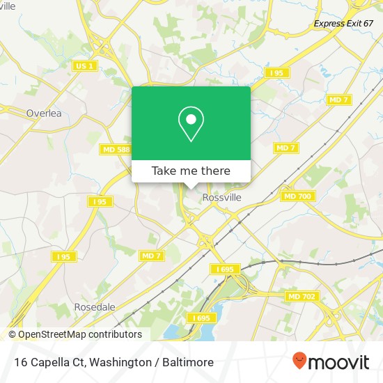 Mapa de 16 Capella Ct, Rosedale, MD 21237