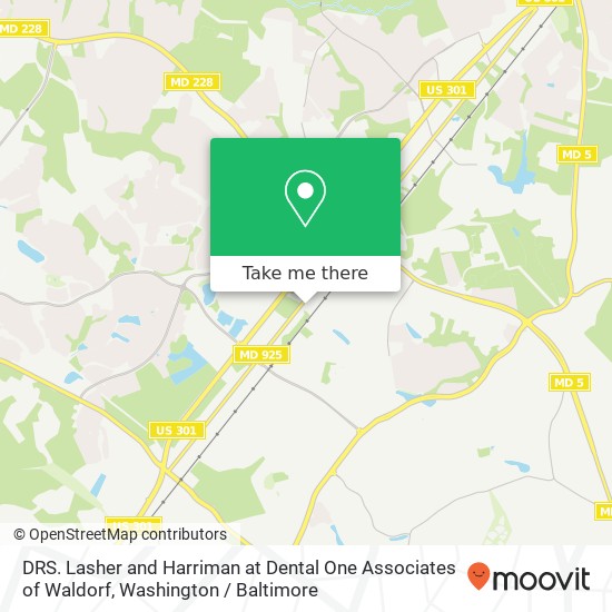 Mapa de DRS. Lasher and Harriman at Dental One Associates of Waldorf, 3500 Old Washington Rd
