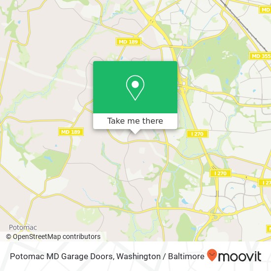 Mapa de Potomac MD Garage Doors, 11430 Georgetowne Dr