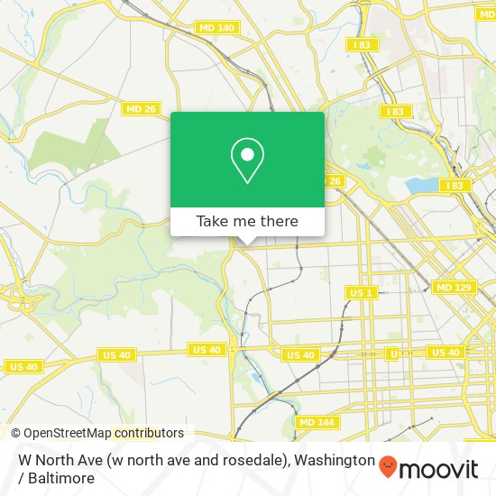 Mapa de W North Ave (w north ave and rosedale), Baltimore, MD 21216