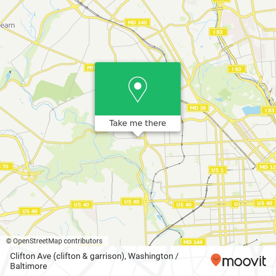 Clifton Ave (clifton & garrison), Baltimore, MD 21216 map