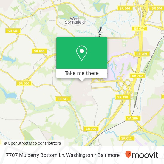 Mapa de 7707 Mulberry Bottom Ln, Springfield, VA 22153