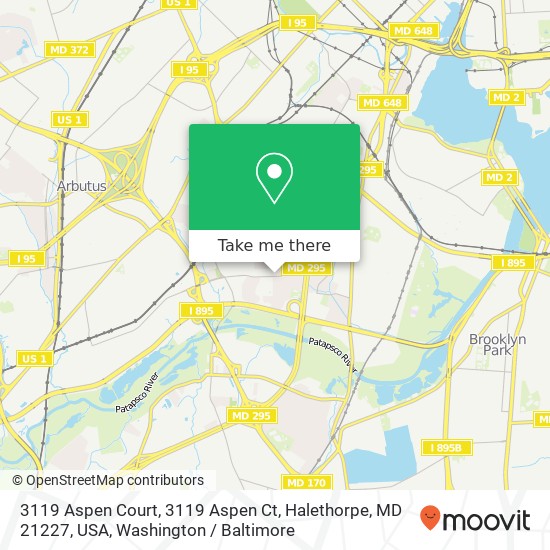 Mapa de 3119 Aspen Court, 3119 Aspen Ct, Halethorpe, MD 21227, USA