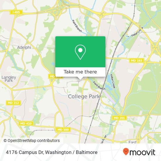 Mapa de 4176 Campus Dr, College Park, MD 20742