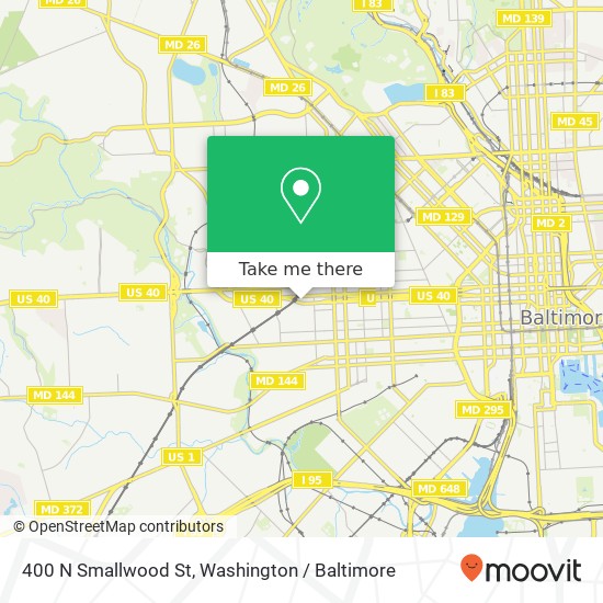 Mapa de 400 N Smallwood St, Baltimore, MD 21223