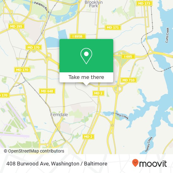 Mapa de 408 Burwood Ave, Glen Burnie, MD 21061