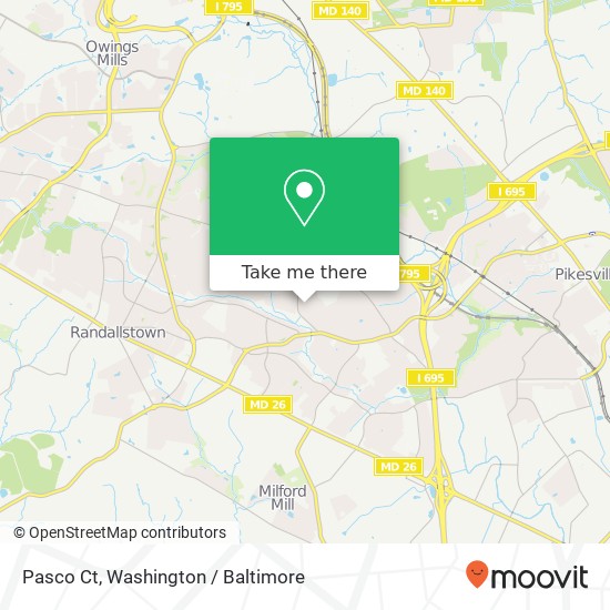 Mapa de Pasco Ct, Pikesville, MD 21208