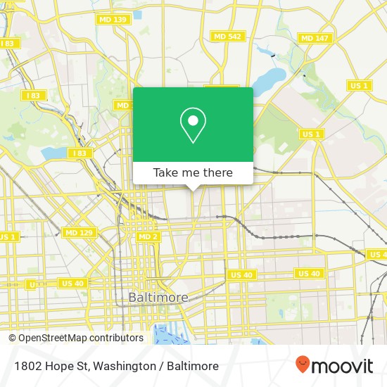 Mapa de 1802 Hope St, Baltimore (BALTIMORE), MD 21202