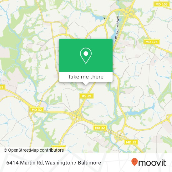 Mapa de 6414 Martin Rd, Columbia, MD 21044