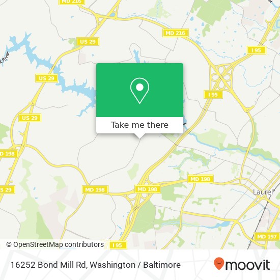 Mapa de 16252 Bond Mill Rd, Laurel, MD 20707