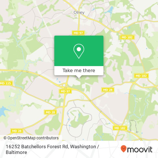 Mapa de 16252 Batchellors Forest Rd, Olney, MD 20832