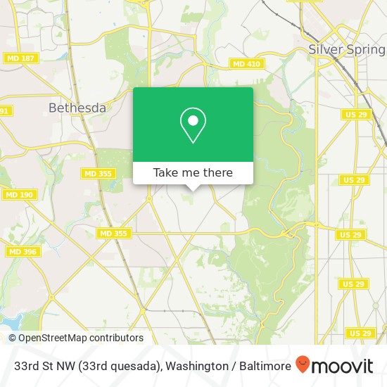 Mapa de 33rd St NW (33rd quesada), Washington, DC 20015