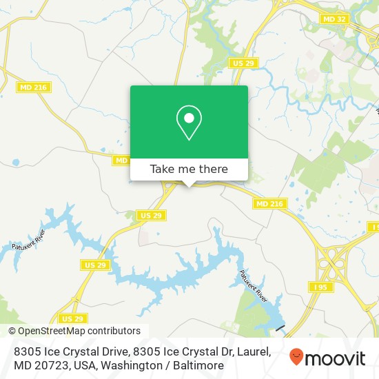 Mapa de 8305 Ice Crystal Drive, 8305 Ice Crystal Dr, Laurel, MD 20723, USA