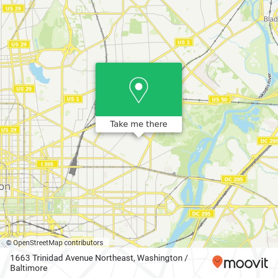 Mapa de 1663 Trinidad Avenue Northeast, 1663 Trinidad Ave NE, Washington, DC 20002, USA