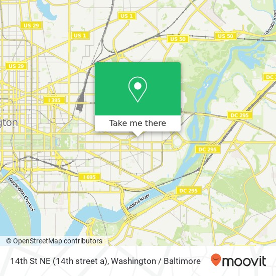 Mapa de 14th St NE (14th street a), Washington, DC 20002
