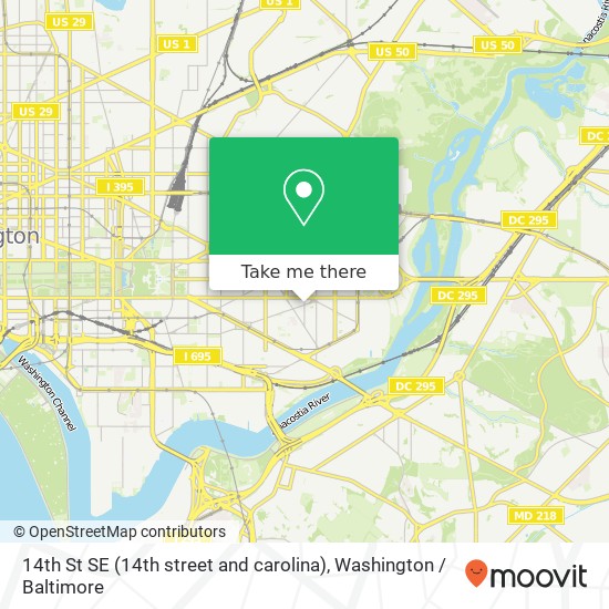 Mapa de 14th St SE (14th street and carolina), Washington, DC 20003