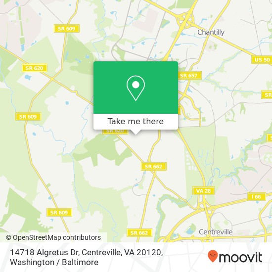 Mapa de 14718 Algretus Dr, Centreville, VA 20120