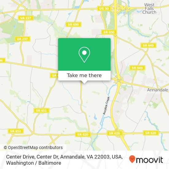 Mapa de Center Drive, Center Dr, Annandale, VA 22003, USA