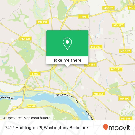 Mapa de 7412 Haddington Pl, Bethesda, MD 20817