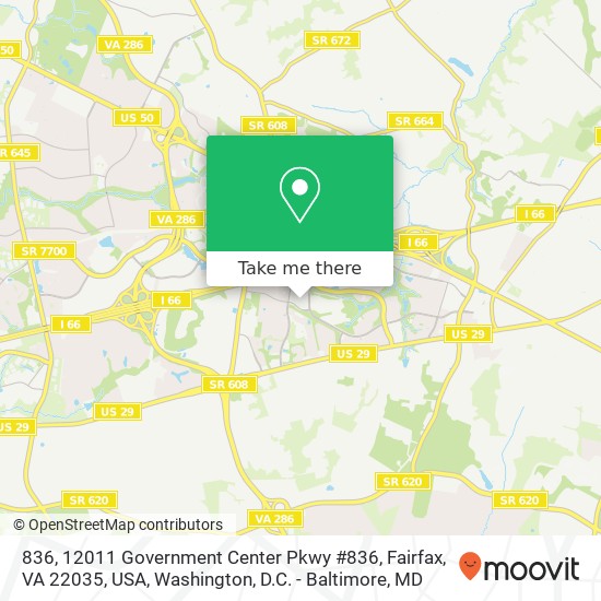 836, 12011 Government Center Pkwy #836, Fairfax, VA 22035, USA map