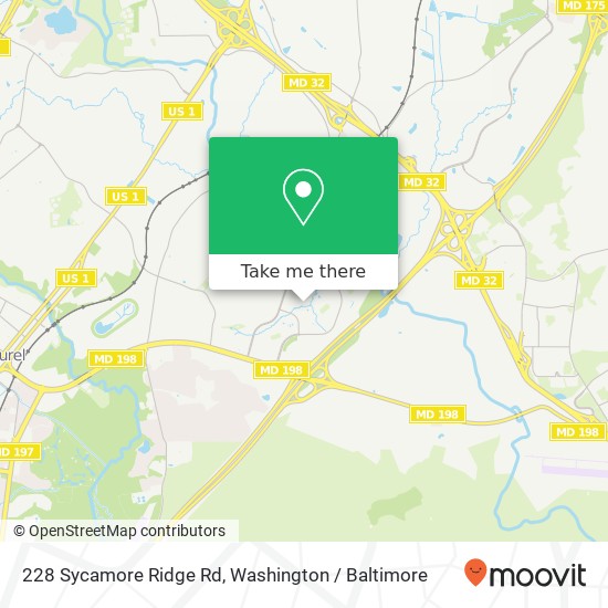 Mapa de 228 Sycamore Ridge Rd, Laurel, MD 20724