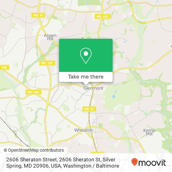Mapa de 2606 Sheraton Street, 2606 Sheraton St, Silver Spring, MD 20906, USA