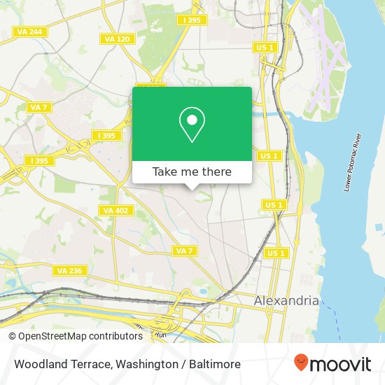 Mapa de Woodland Terrace, Woodland Terrace, Alexandria, VA 22302, USA