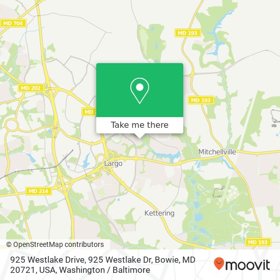 925 Westlake Drive, 925 Westlake Dr, Bowie, MD 20721, USA map