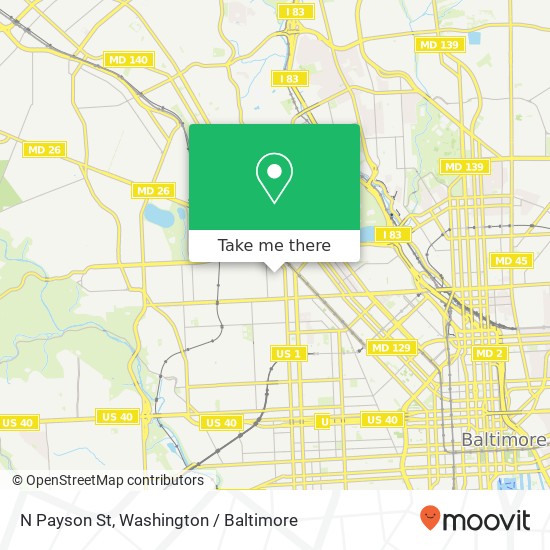 Mapa de N Payson St, Baltimore, MD 21217
