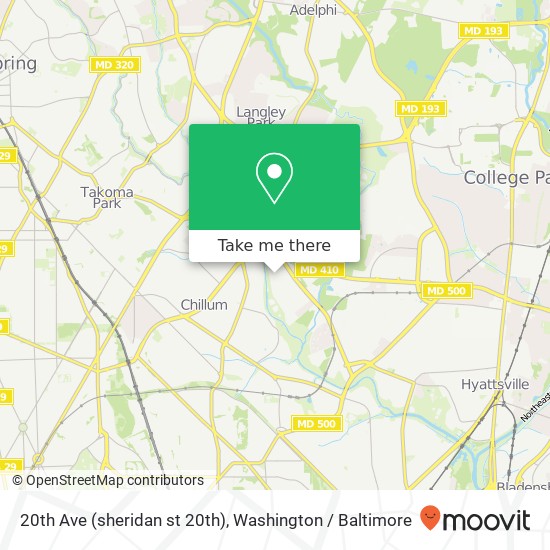 20th Ave (sheridan st 20th), Hyattsville (HYATTSVILLE), MD 20782 map