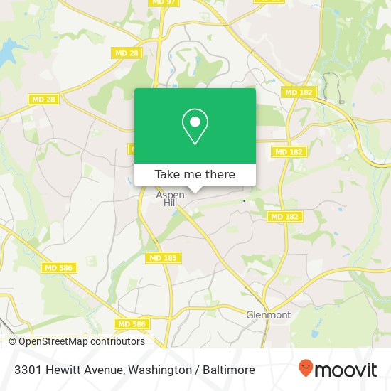 Mapa de 3301 Hewitt Avenue, 3301 Hewitt Ave, Aspen Hill, MD 20906, USA