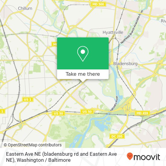 Mapa de Eastern Ave NE (bladensburg rd and Eastern Ave NE), Washington, DC 20018