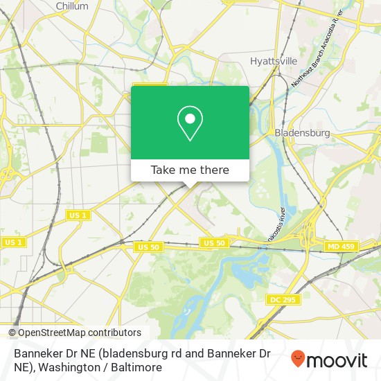 Mapa de Banneker Dr NE (bladensburg rd and Banneker Dr NE), Washington, DC 20018